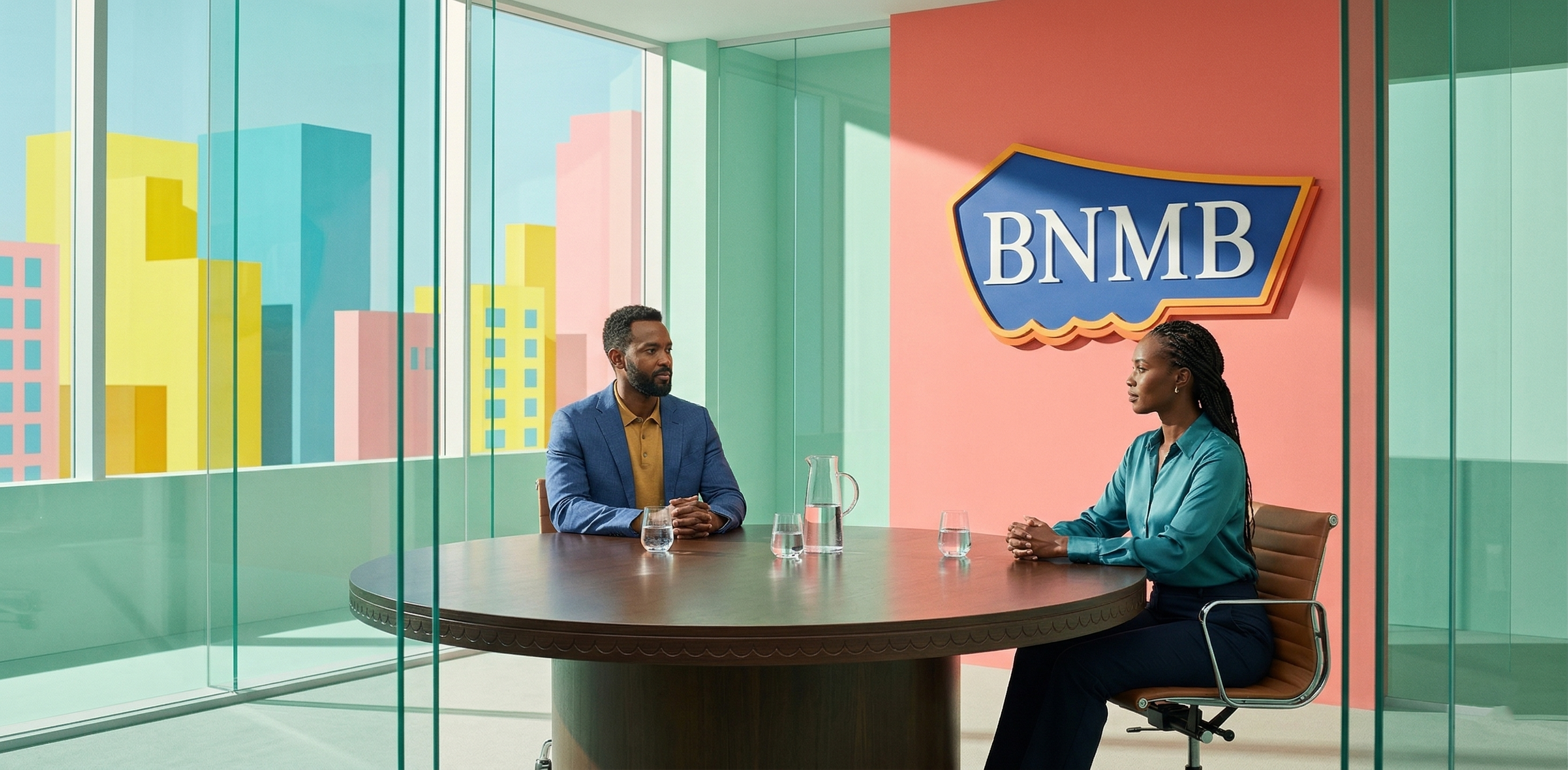 Glass conference room with BNMB corporate team
